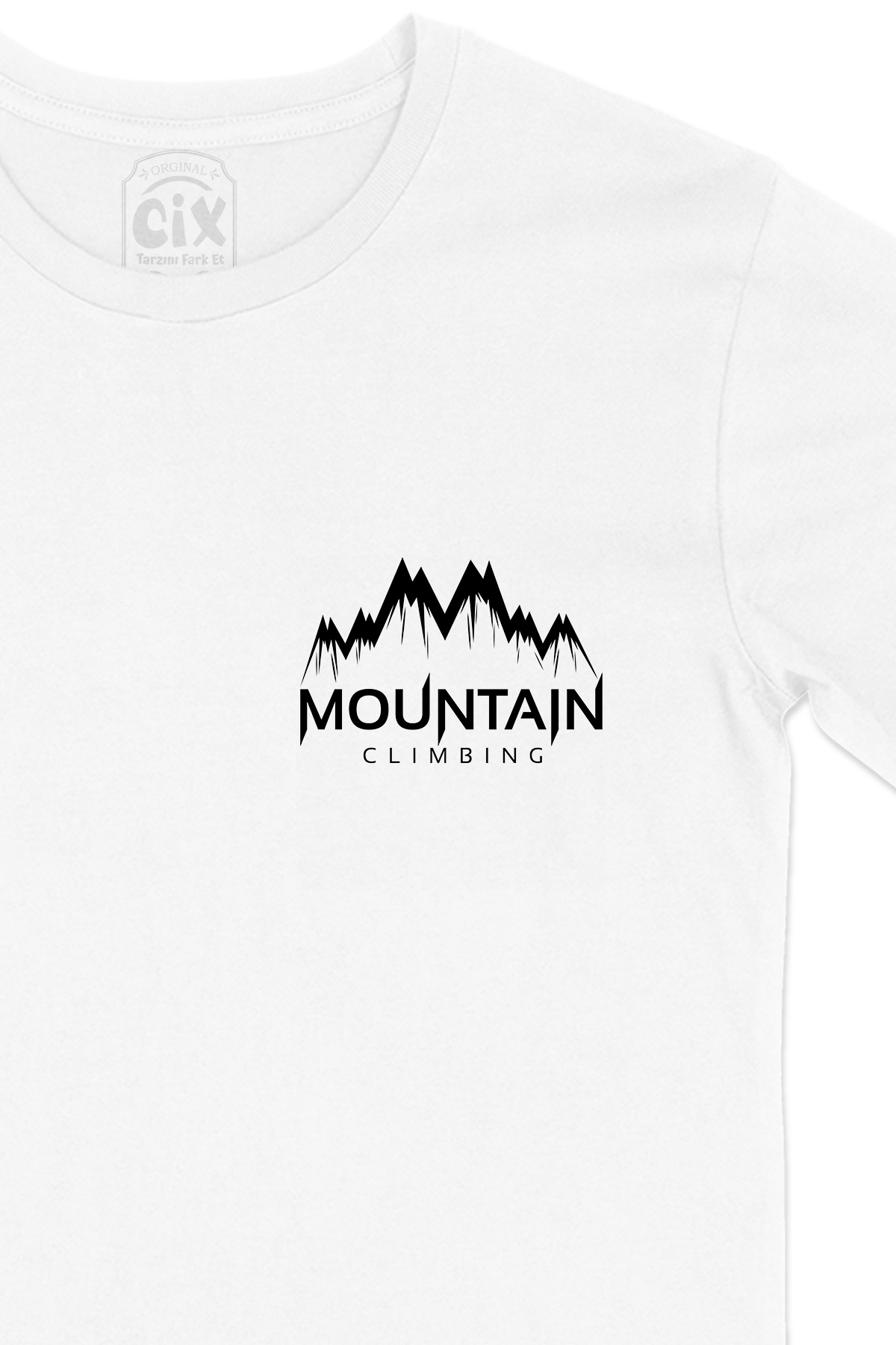 Mountain Climbing Cep Logo Tasarımlı Beyaz Tişört