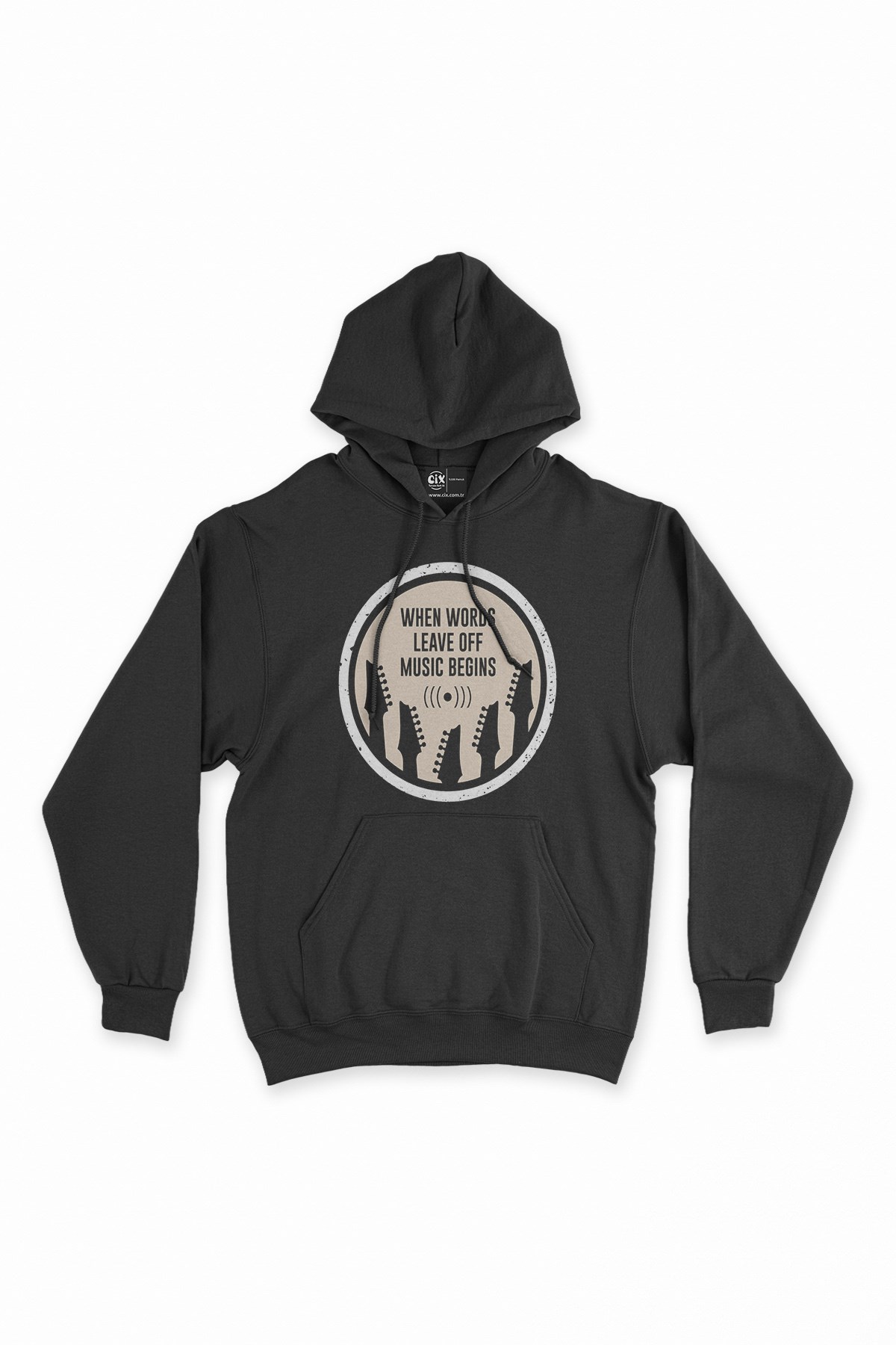 Music Begins Siyah Kapşonlu Sweatshirt Hoodie