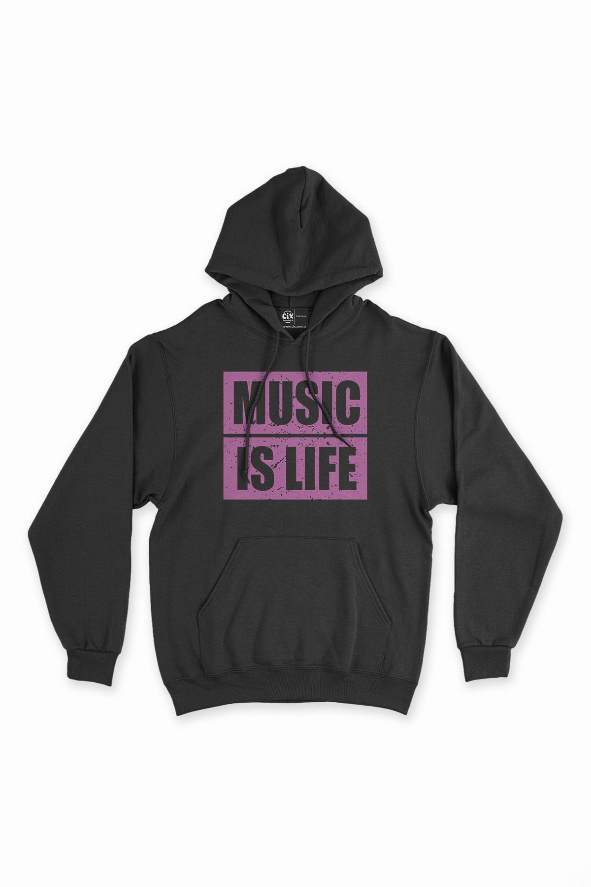 Music Is Life Siyah Kapşonlu Sweatshirt Hoodie