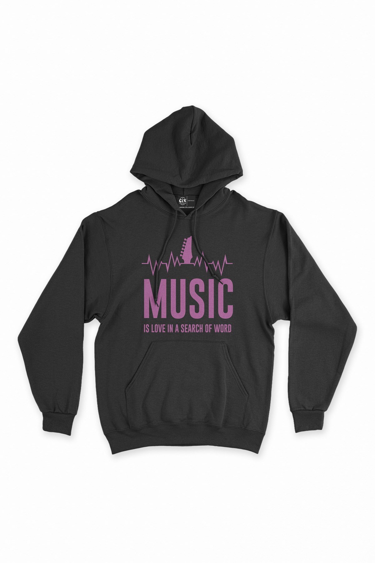 Music Is Love Siyah Kapşonlu Sweatshirt Hoodie