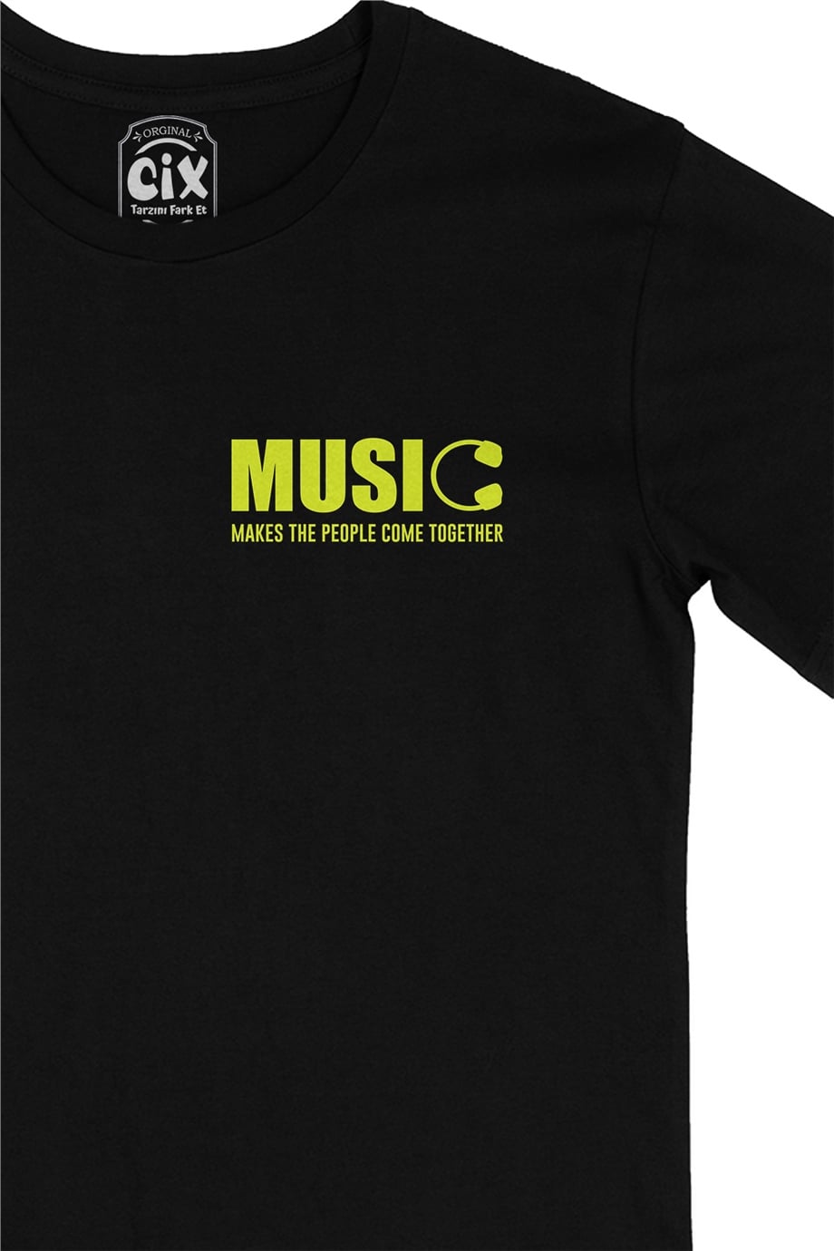 Music Makes The People Come Together Cep Logo Tasarımlı Siyah Tişört