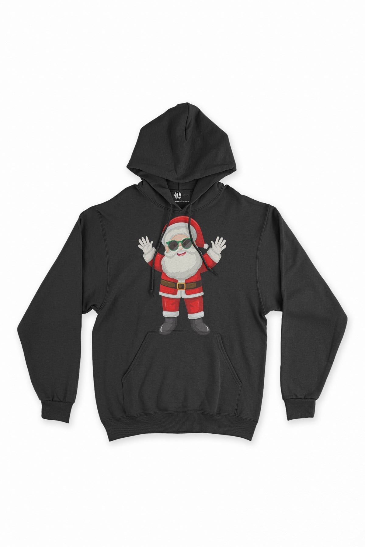 Mutlu Santa Claus Yılbaşı Kapşonlu Sweatshirt Hoodie
