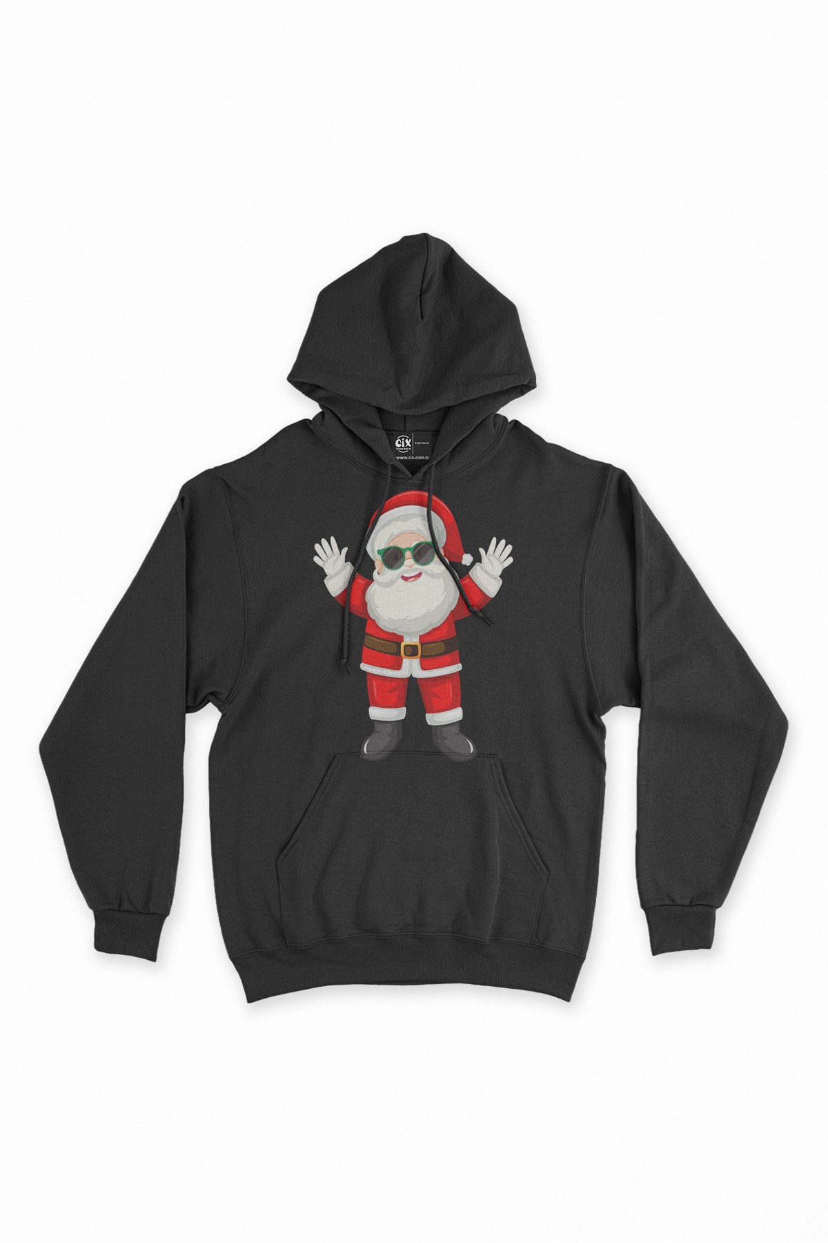 Mutlu Santa Claus Yılbaşı Kapşonlu Sweatshirt Hoodie