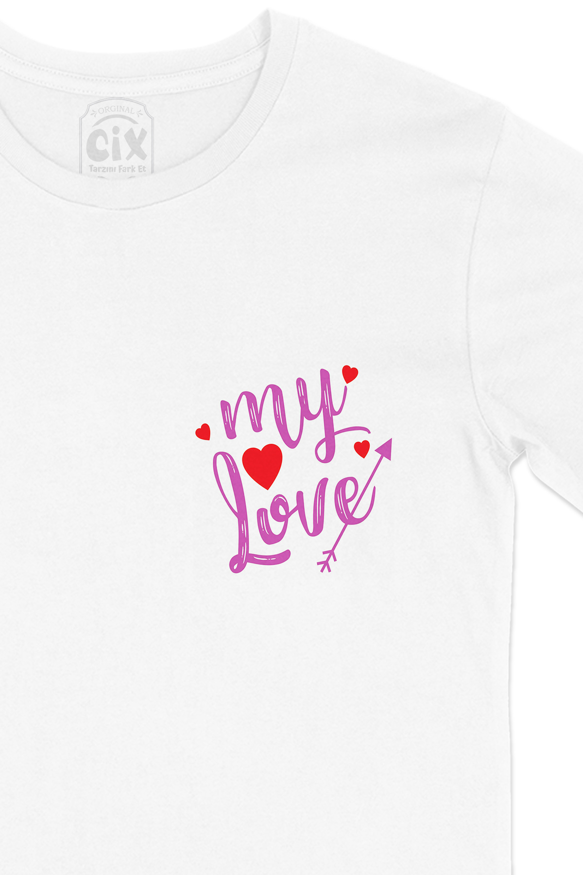 My Love Cep Logo Tasarımlı Beyaz Tişört