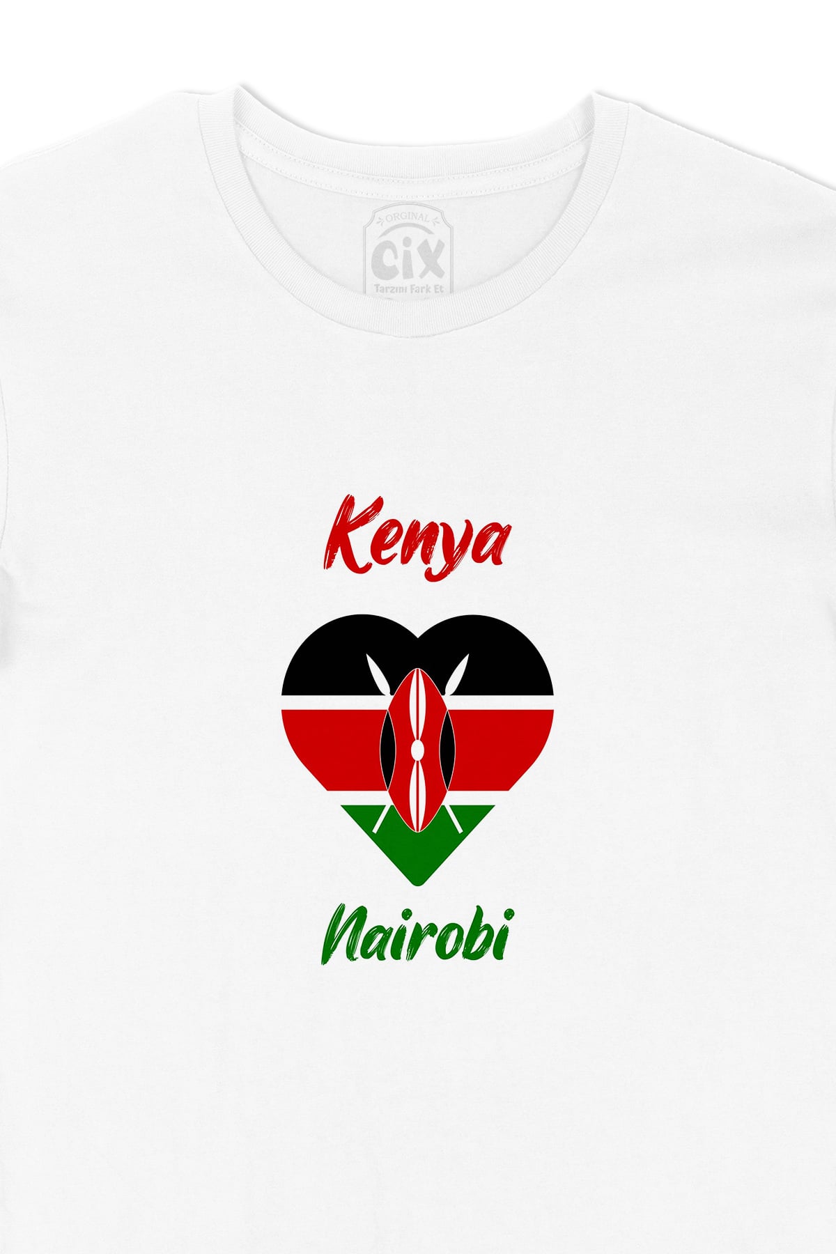 Nairobi Kenya Bayraklı Kalpli Tişört
