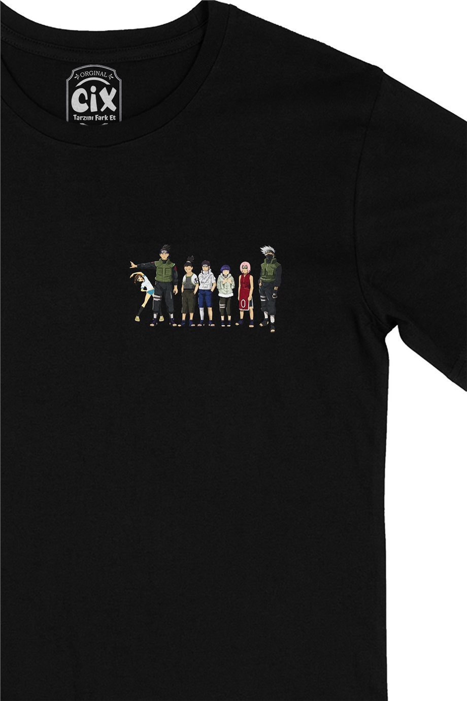 Naruto Team Cep Logo Tasarımlı Siyah Tişört