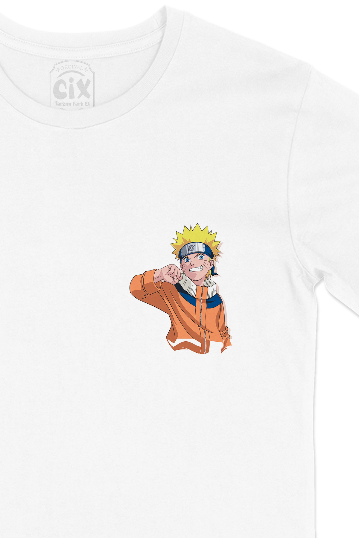 Naruto Uzumaki Narutopedia Cep Logo Tasarımlı Beyaz Tişört
