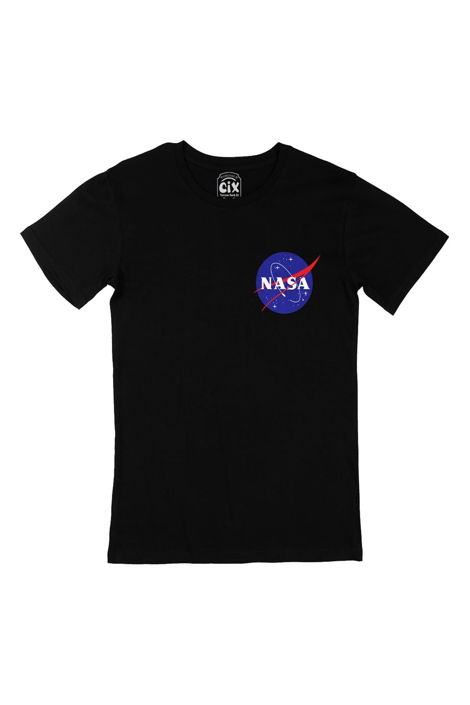 Nasa Cep Logo Tasarımlı Siyah Tişört