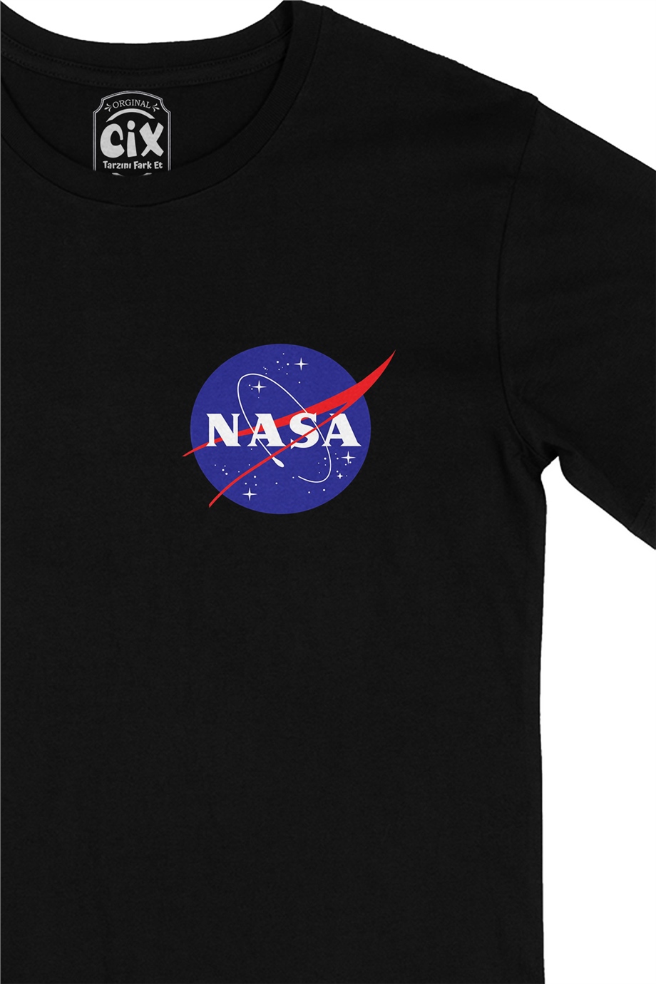 Nasa Cep Logo Tasarımlı Siyah Tişört