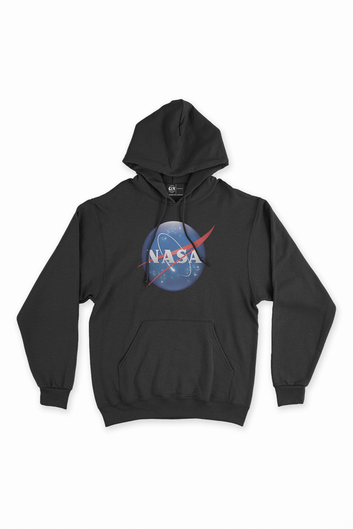 Nasa Logolu Siyah Kapşonlu Sweatshirt Hoodie