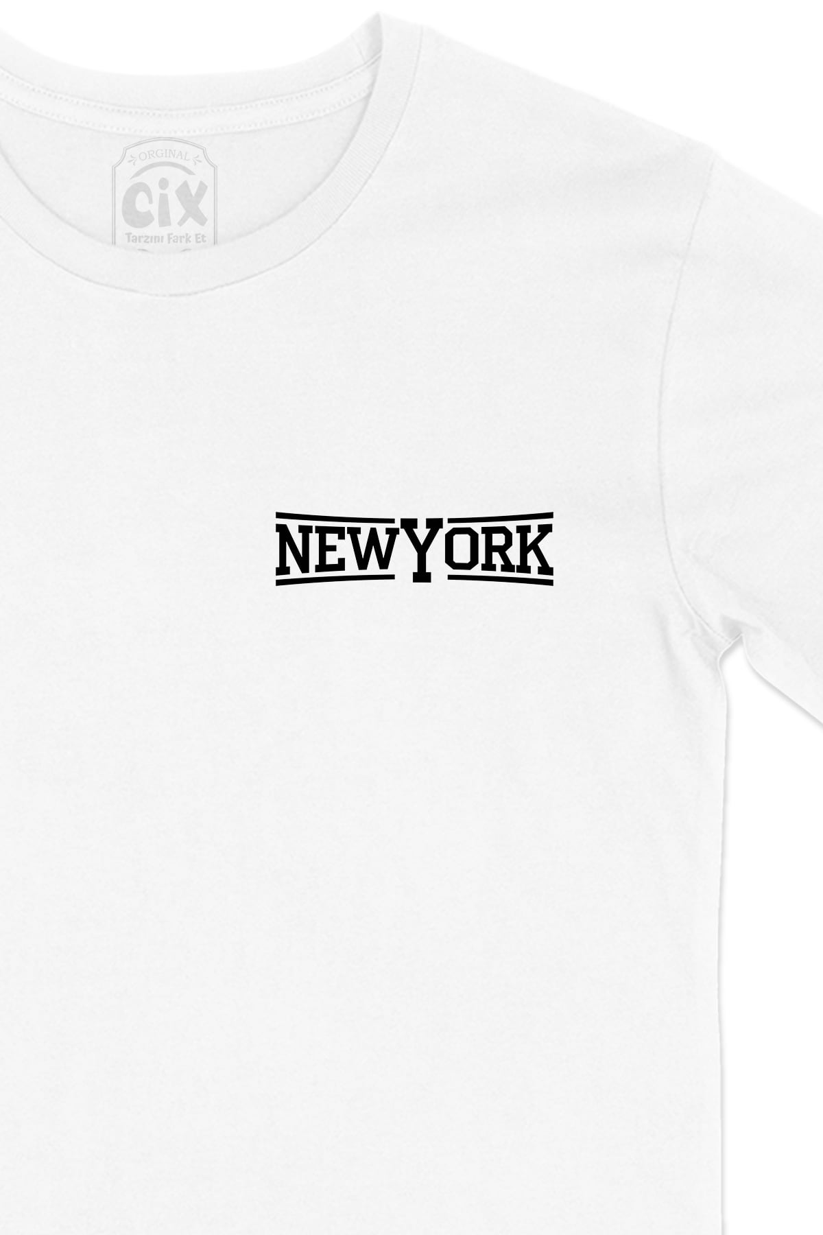 NewYork Cep Logo Tasarımlı Beyaz Tişört
