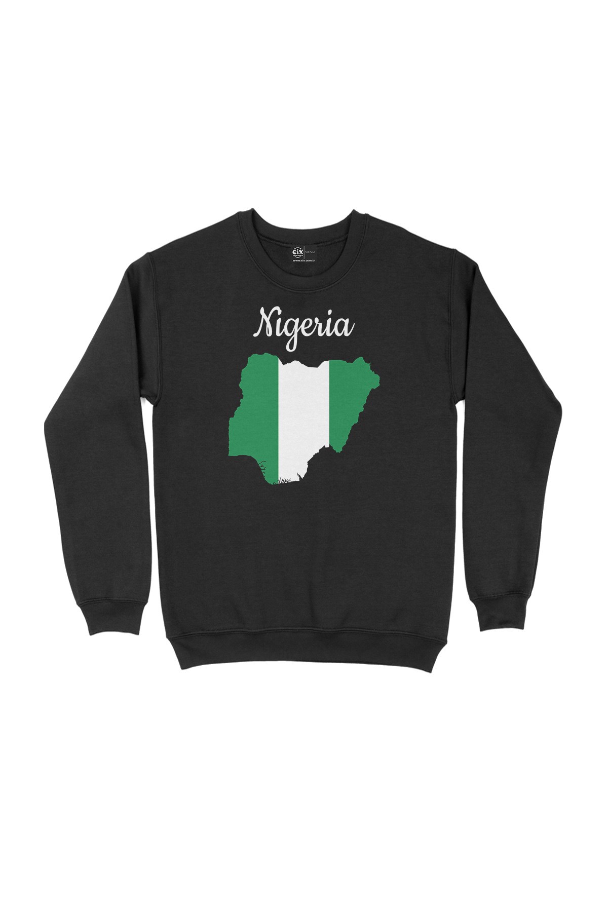 Nijerya Haritalı ve Bayraklı Siyah Sweatshirt