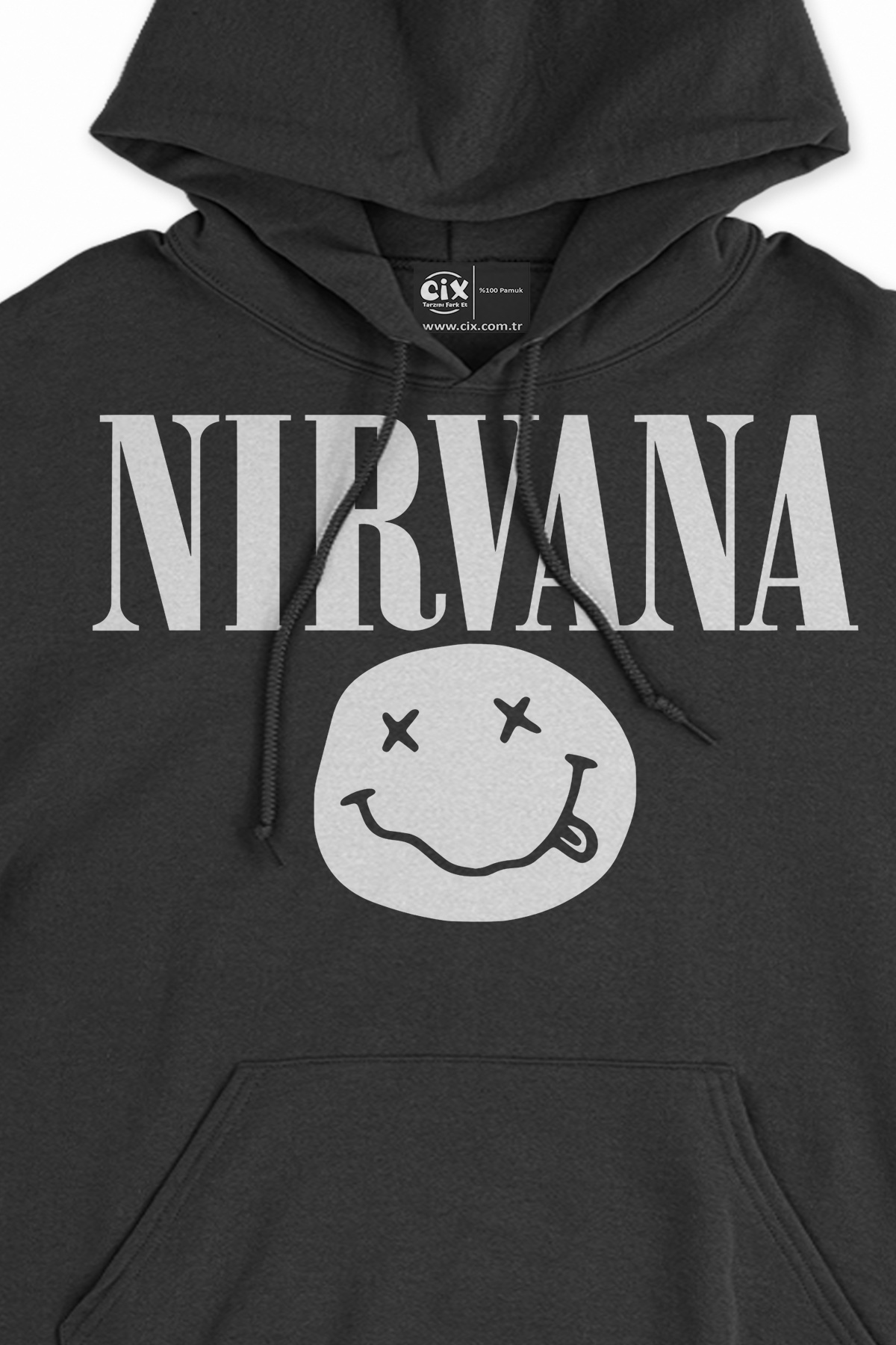 Nirvana Sarı Tasarım Siyah Sweatshirt Hoodie