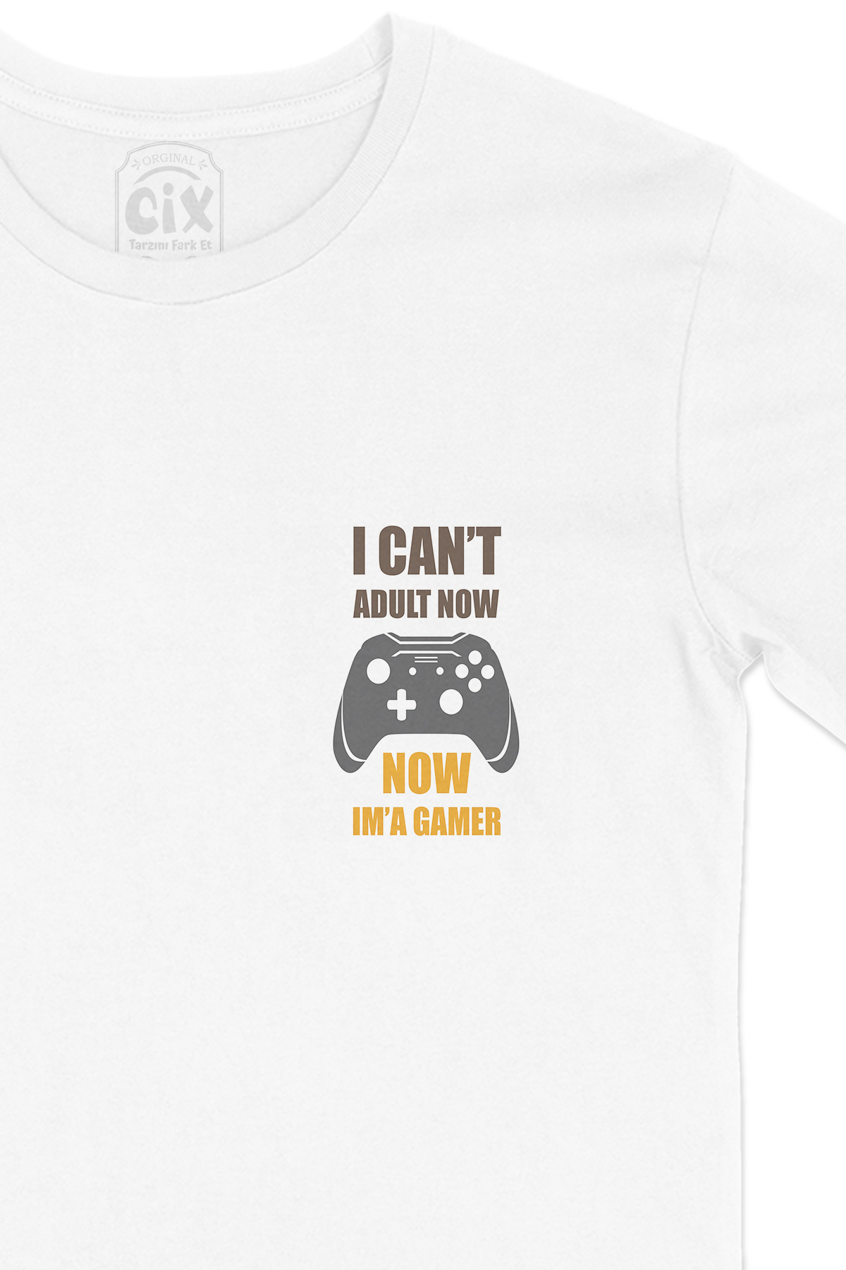 Now I Am A Gamer Cep Logo Tasarımlı Beyaz Tişört