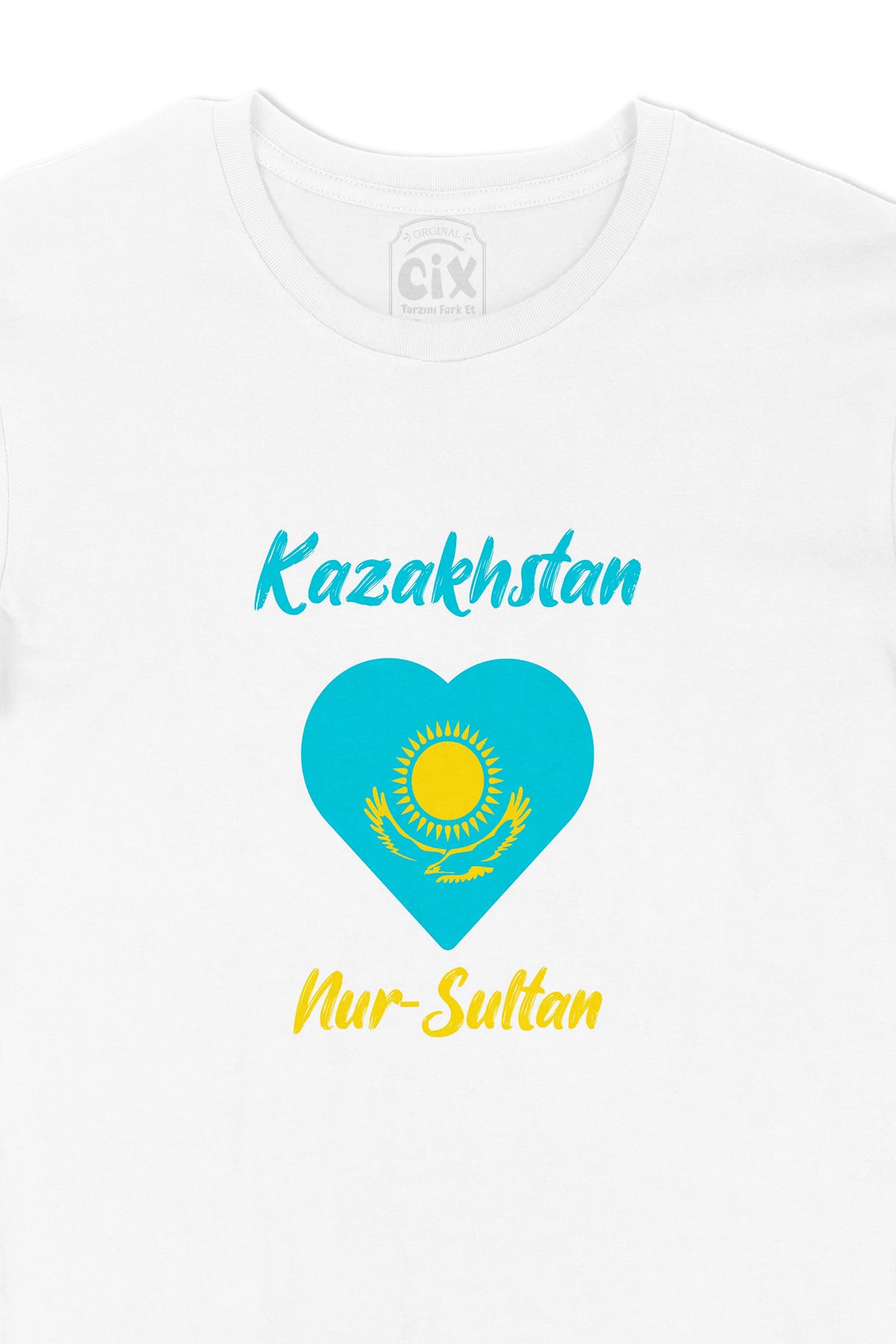 Nur Sultan Kazakistan Bayraklı Kalpli Tişört