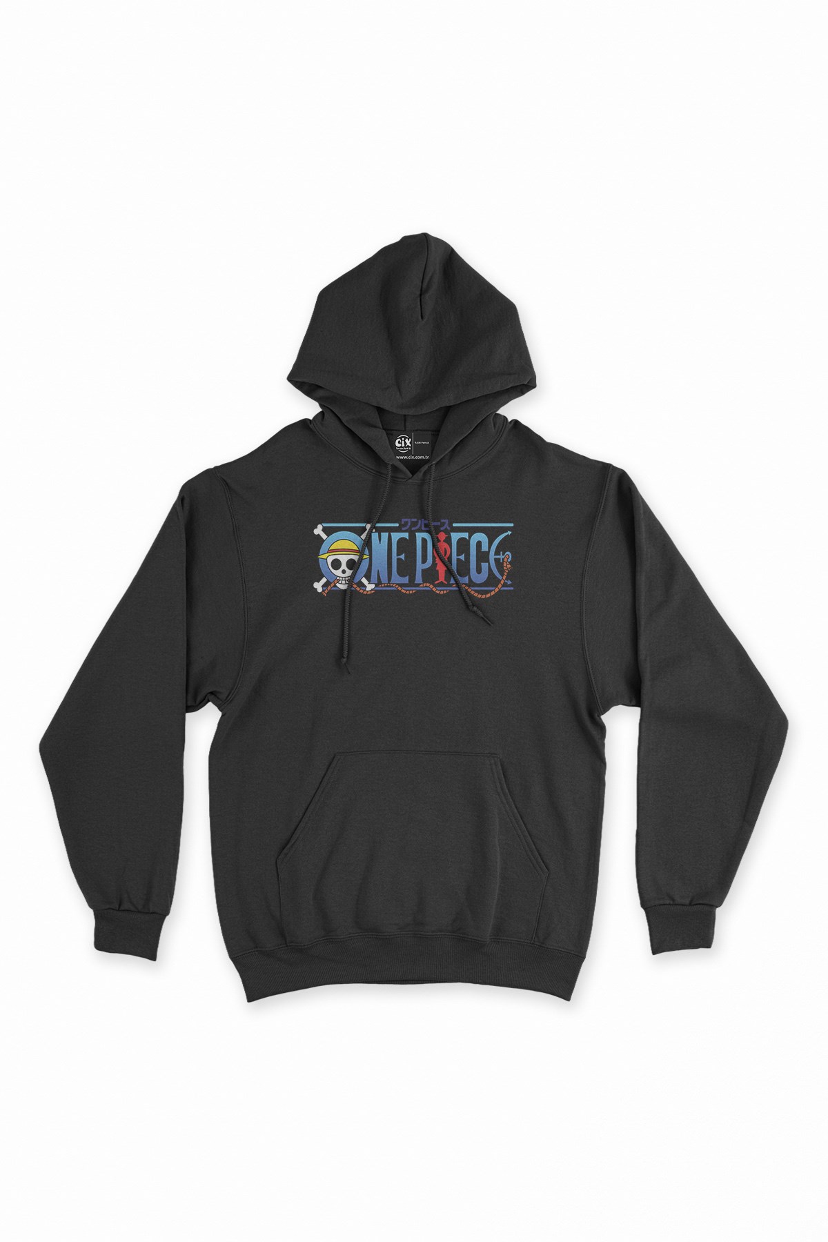 One Piece Siyah Kapşonlu Sweatshirt Hoodie