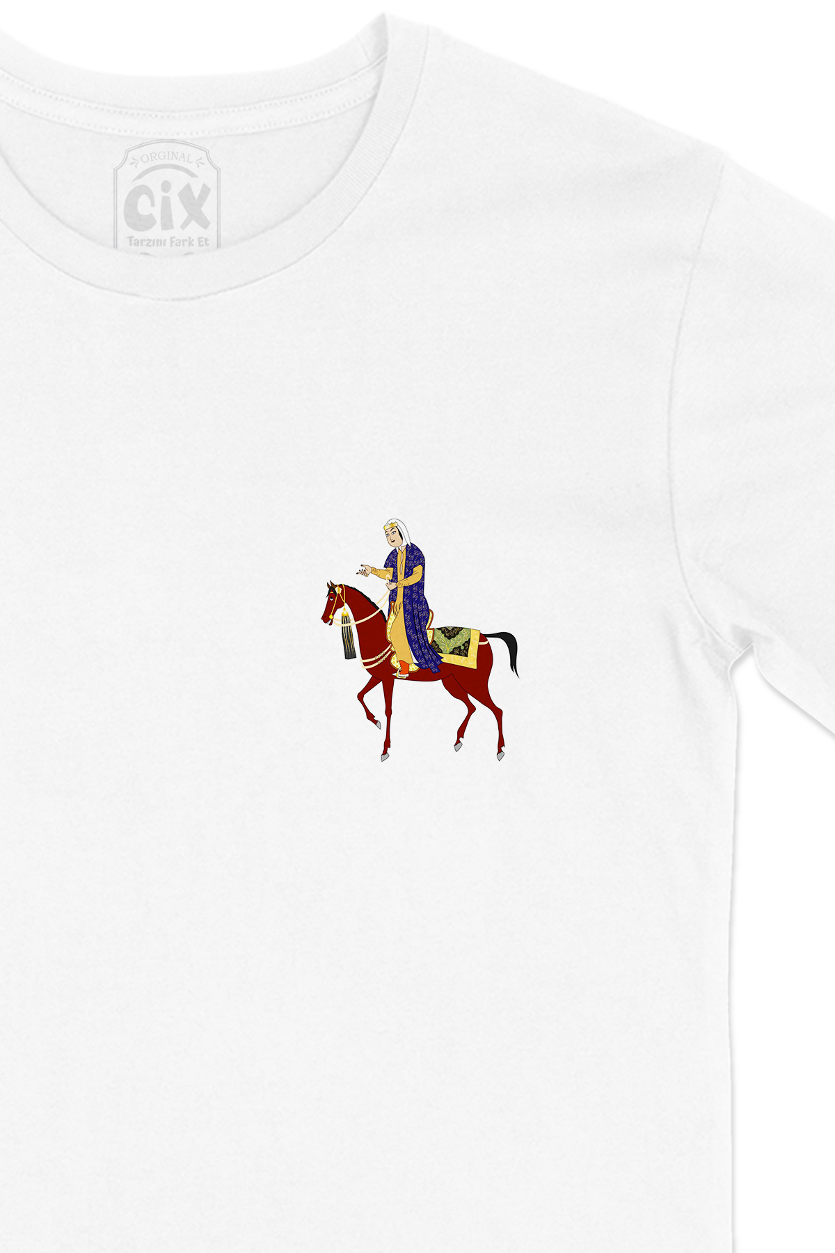 Osmanlı Kadını Cep Logo Tasarımlı Beyaz Tişört
