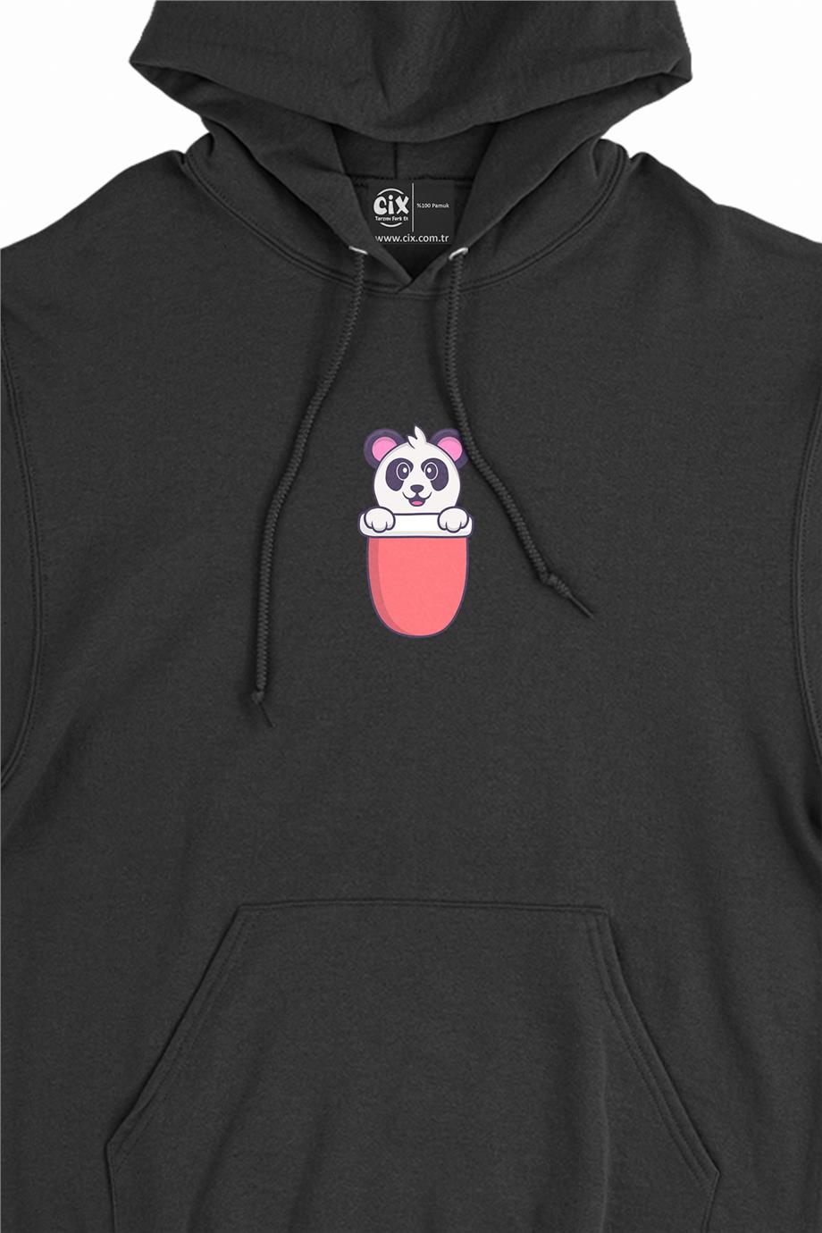 Pandalı Minimal Kapşonlu Sweatshirt Hoodie