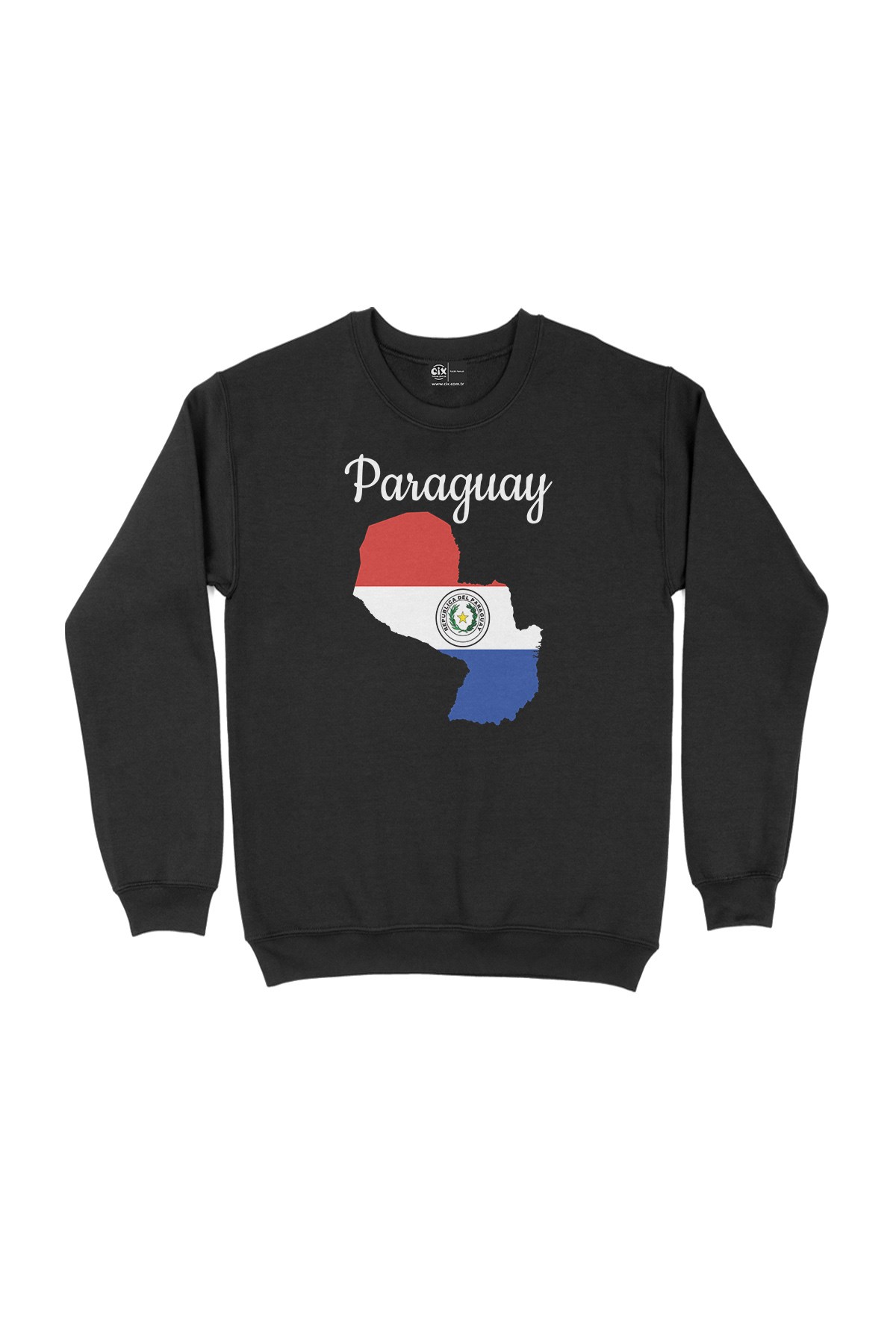 Paraguay Haritalı ve Bayraklı Siyah Sweatshirt