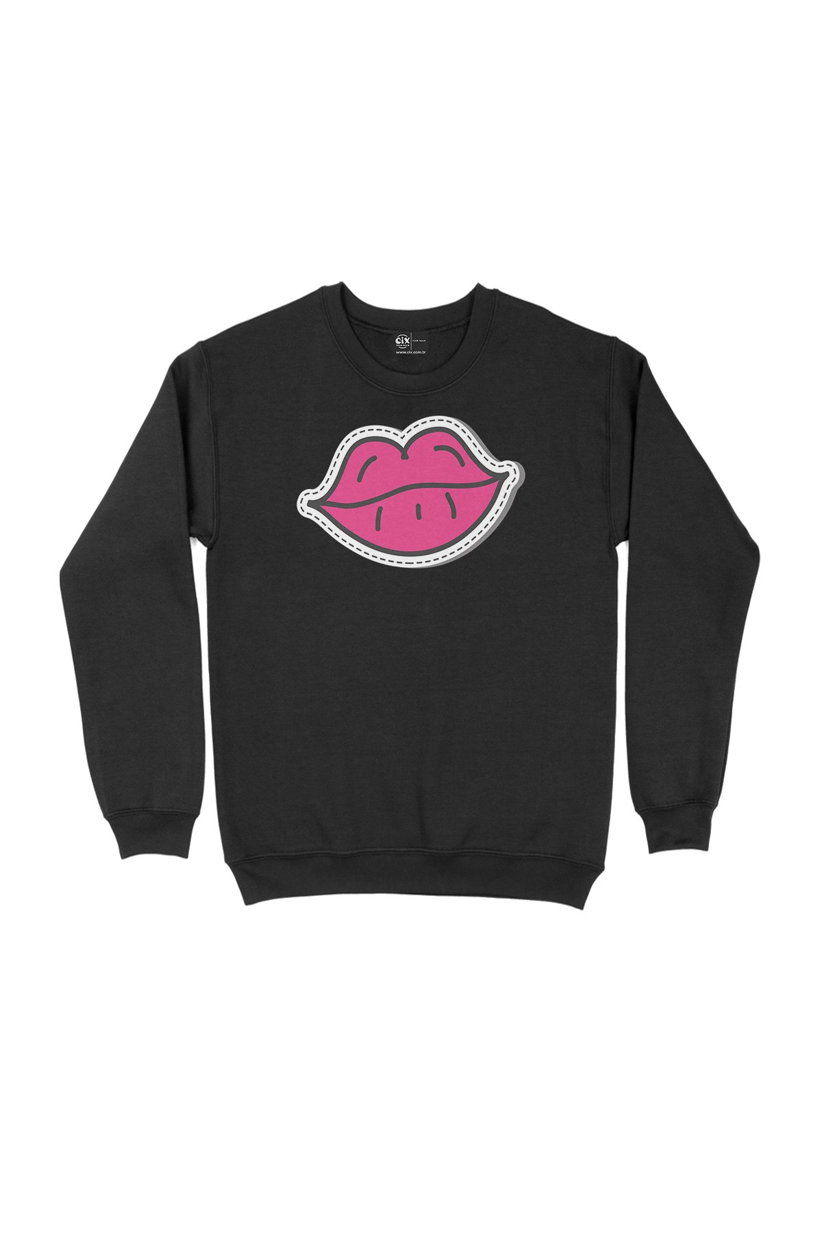 Pembe Dudak Siyah Sweatshirt