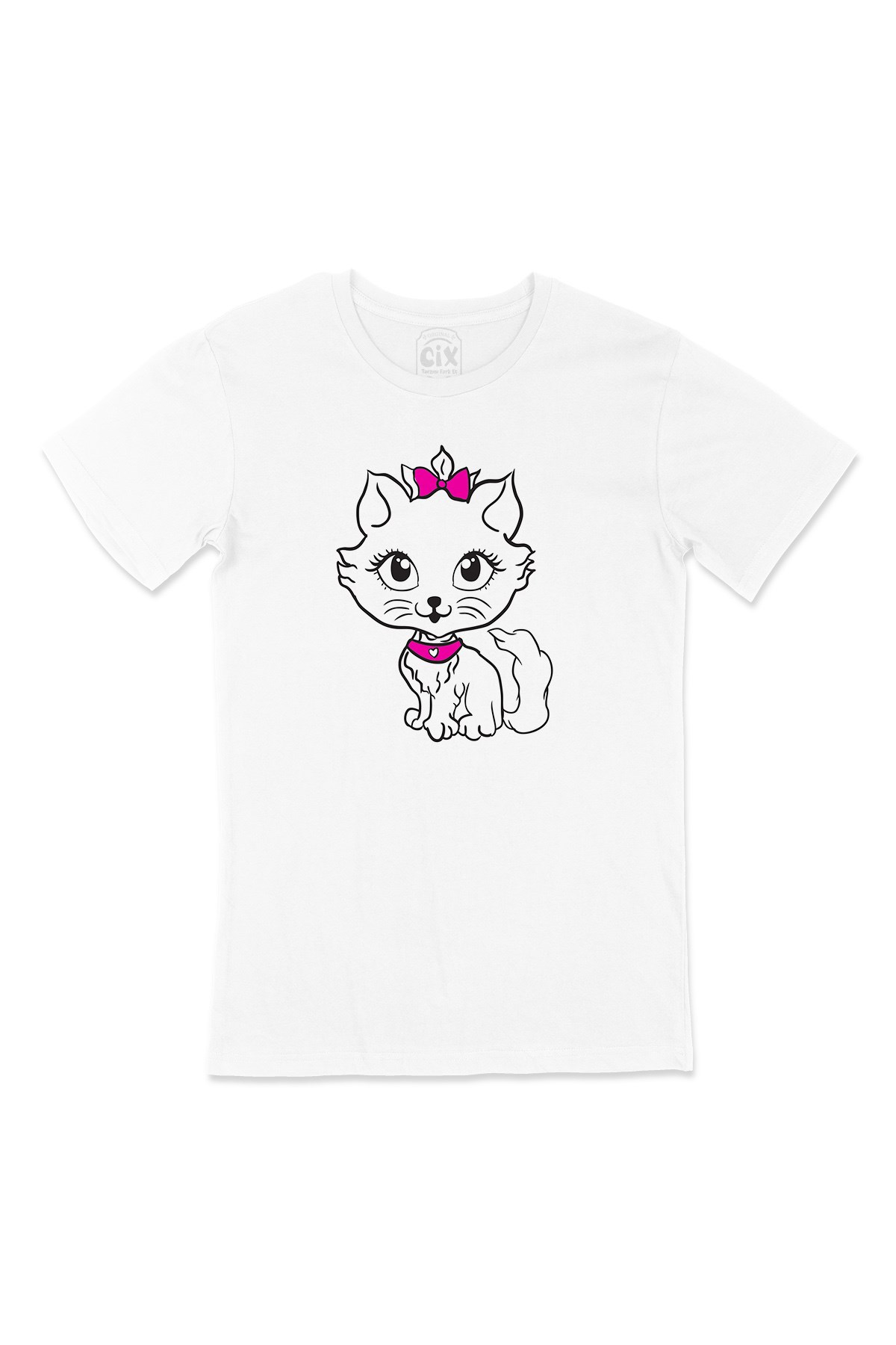 Pembe Tokalı Kedi Tişört
