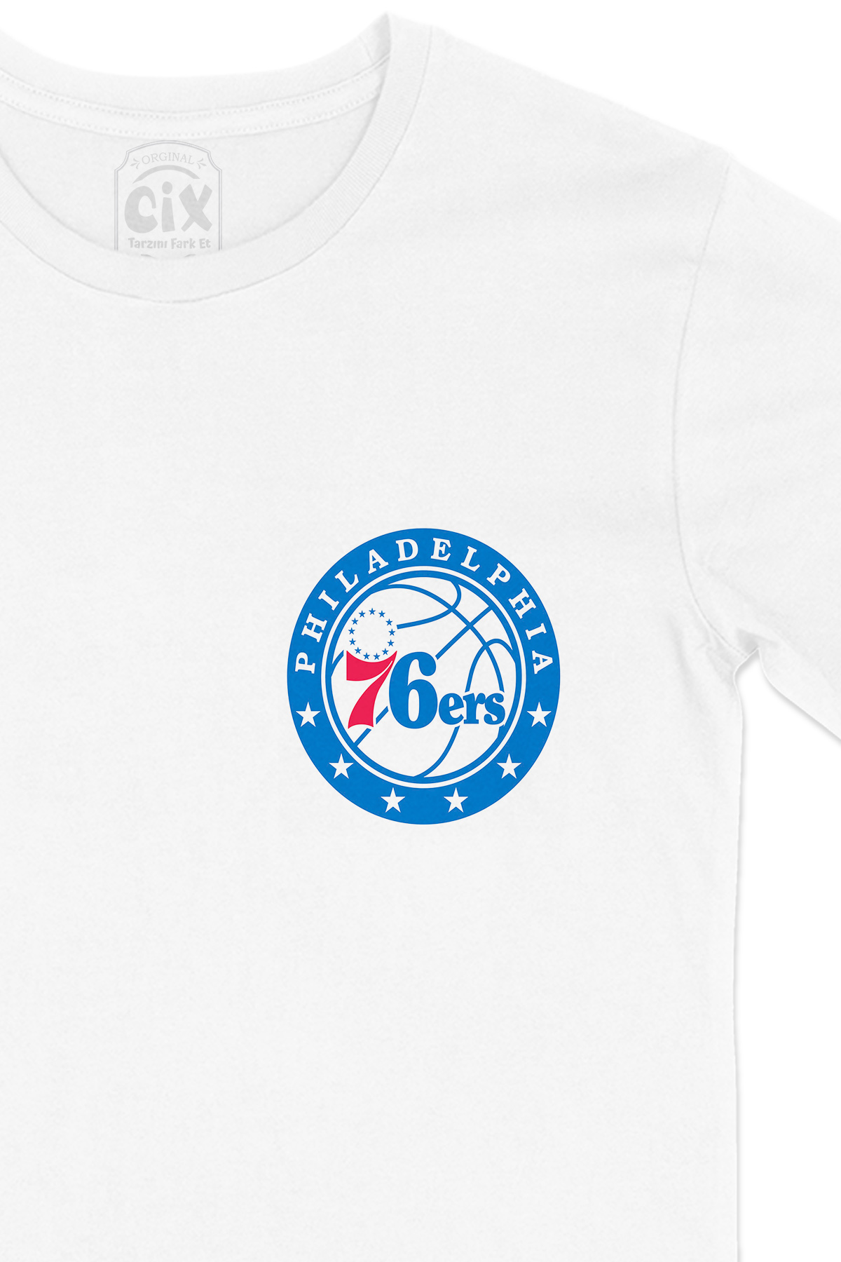Philidephia 76ers Cep Logo Tasarımlı Beyaz Tişört
