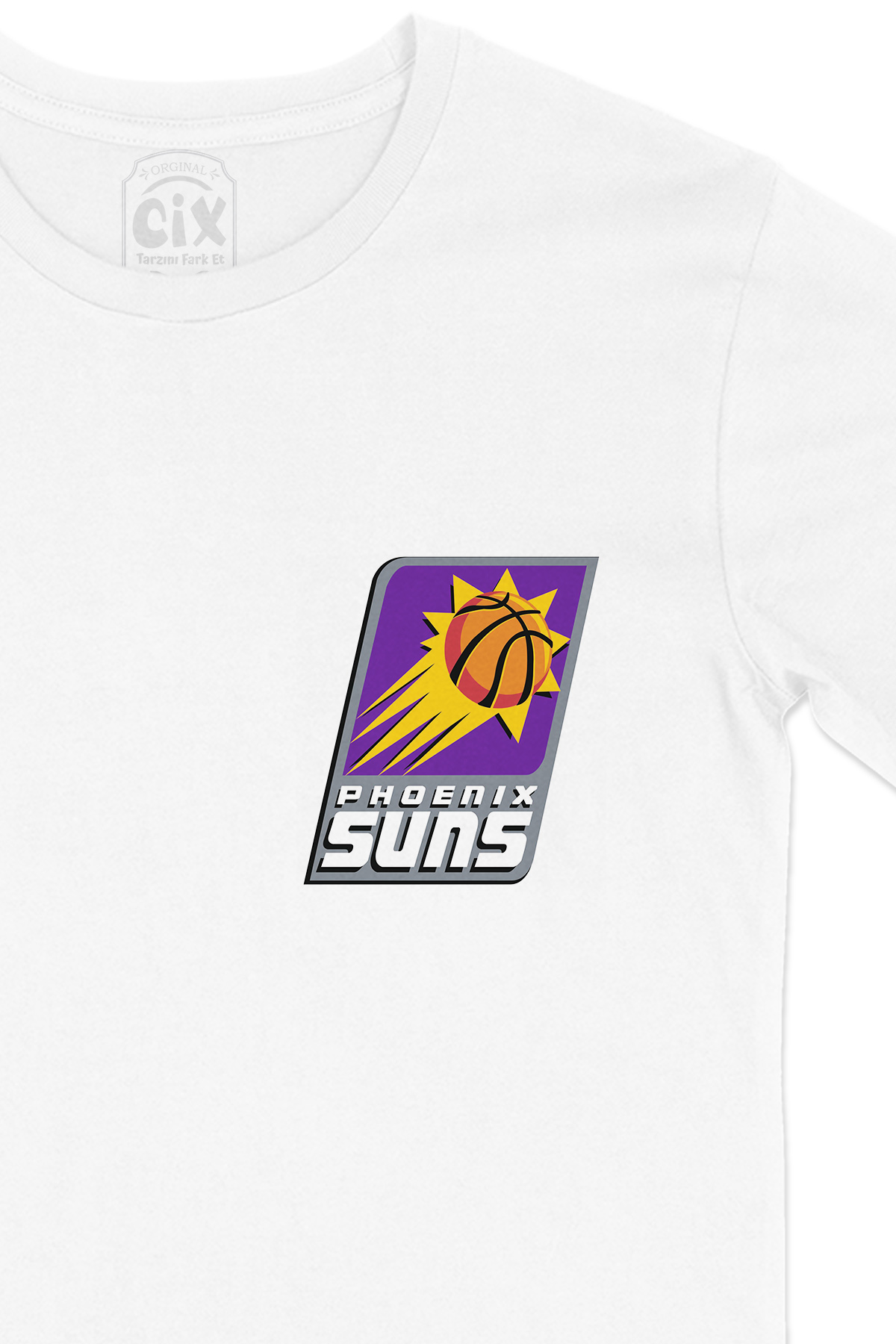 Phoenix Suns Cep Logo Tasarımlı Beyaz Tişört