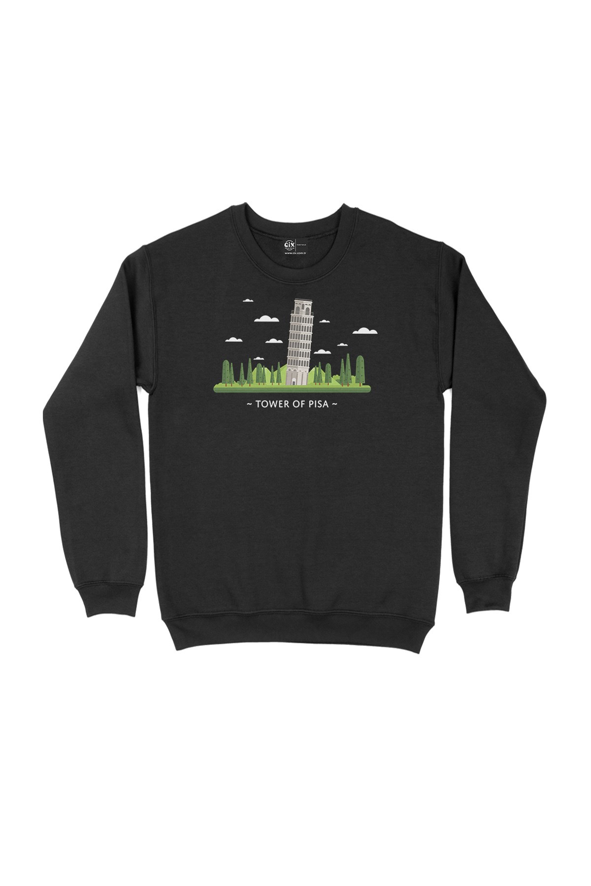 Pisa Kulesi Siyah Sweatshirt