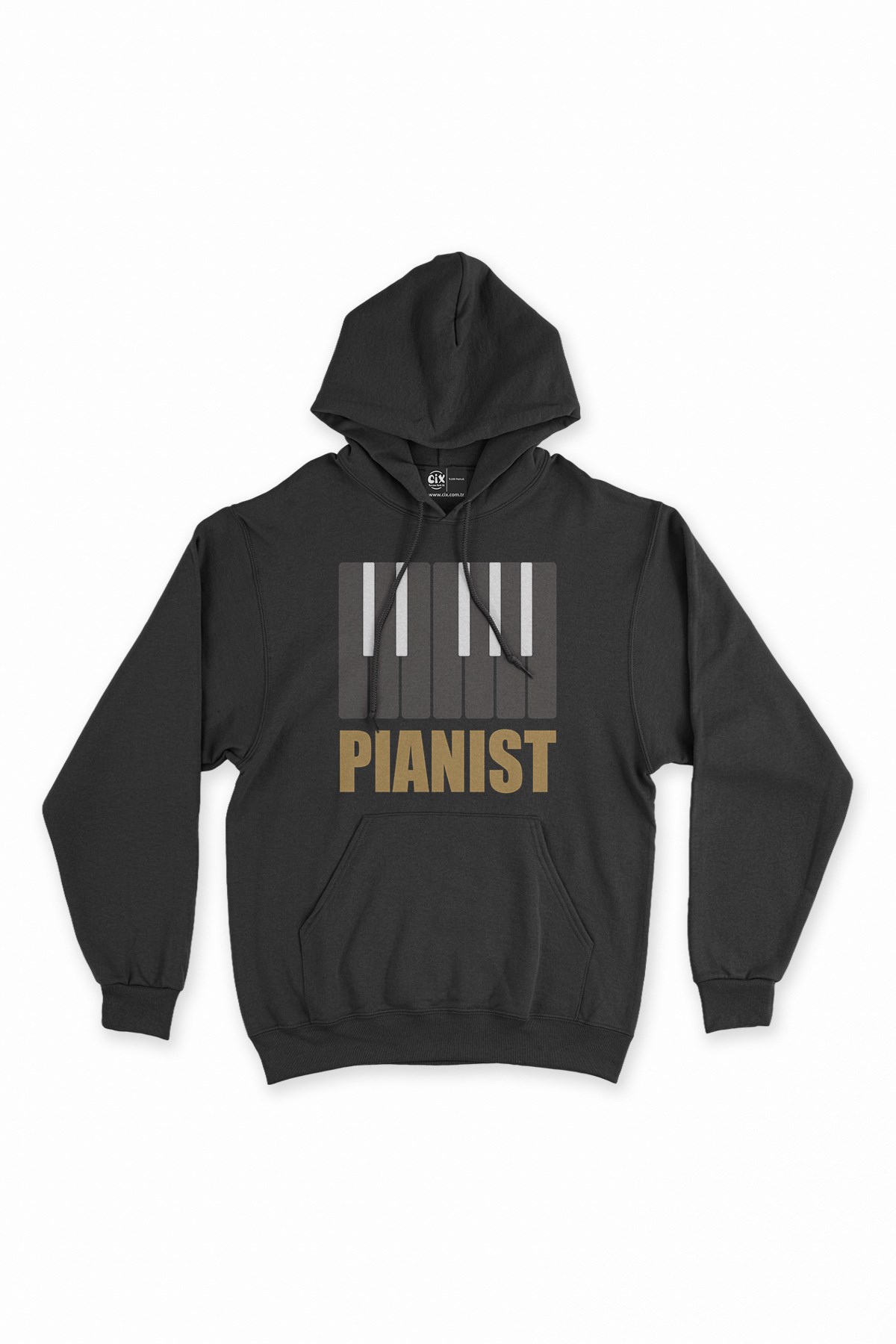 Piyanist Siyah Kapşonlu Sweatshirt Hoodie
