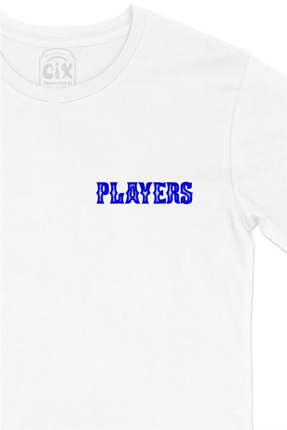 Players Oyuncular Cep Tasarım Baskılı Beyaz Tişört