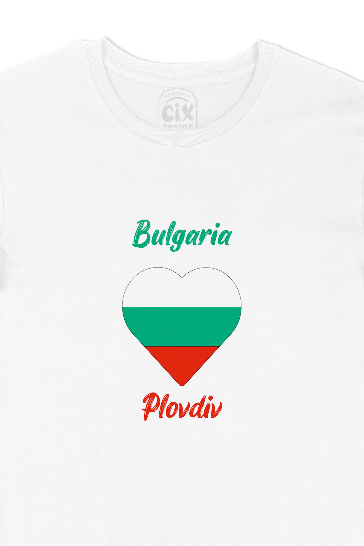 Plovdiv Bulgaristan Bayraklı Kalpli Tişört