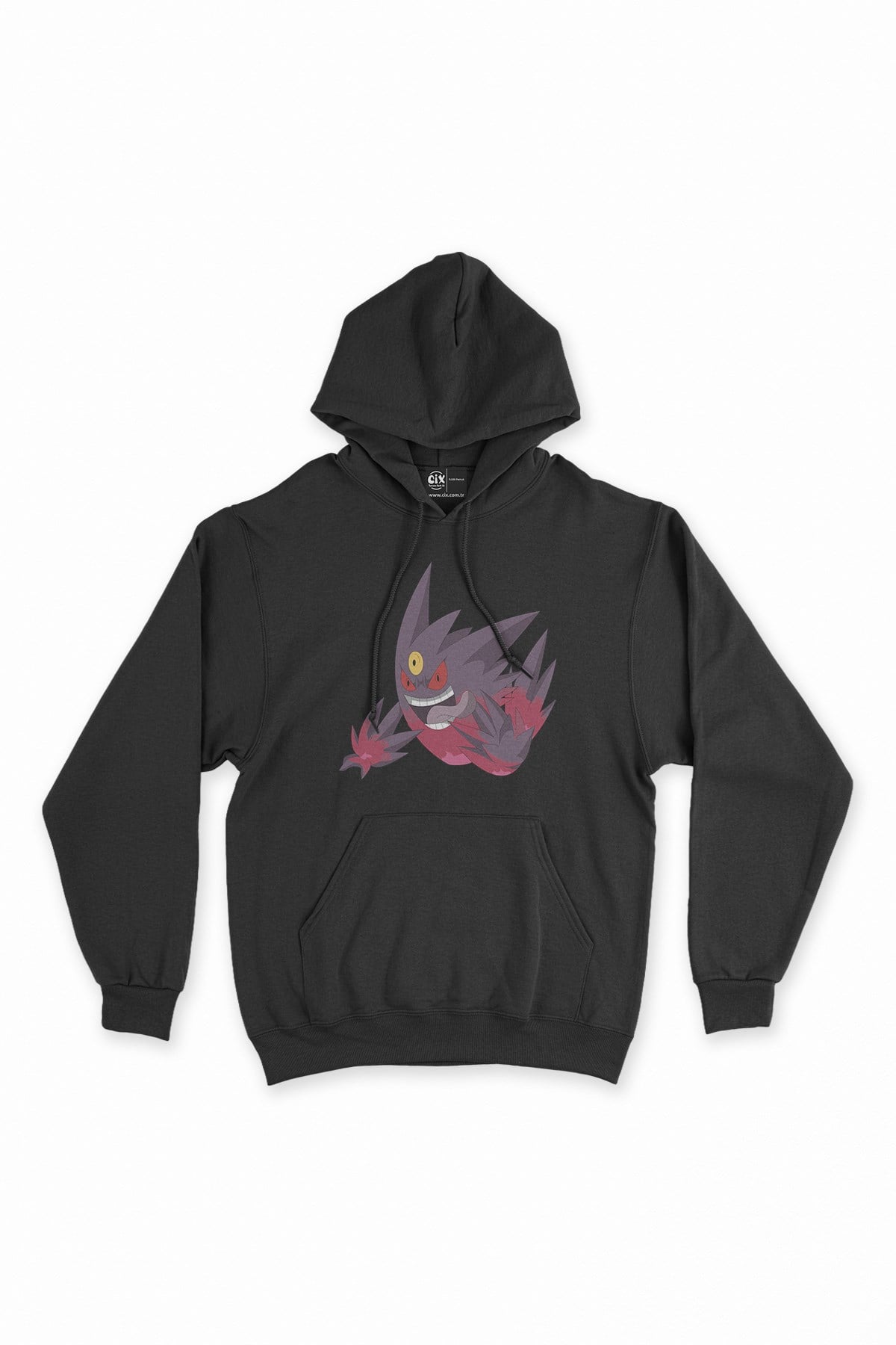 Pokemon Mega Gengar Siyah Kapşonlu Sweatshirt Hoodie