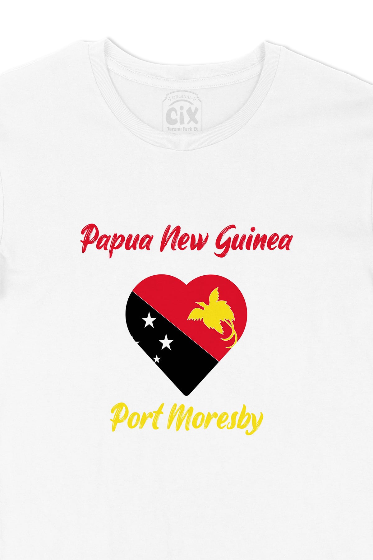 Port Moresby Papua Yeni Gine  Bayraklı Kalpli Tişört