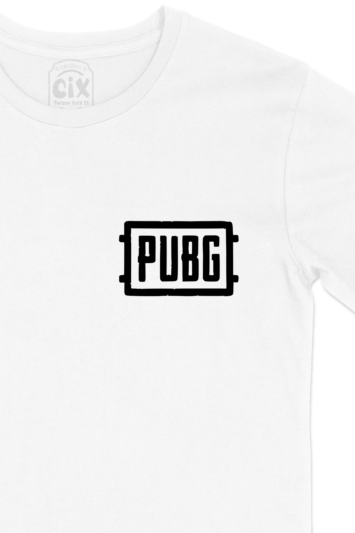 Pubg Cep Logo Tasarımlı Beyaz Tişört