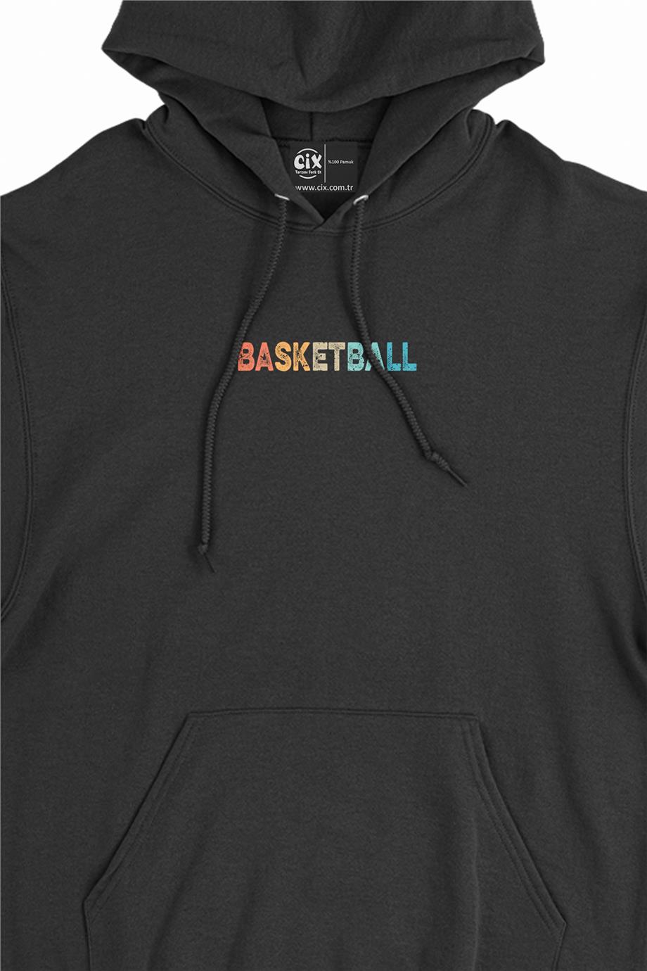 Renkli Basketball Minimal Kapşonlu Sweatshirt Hoodie