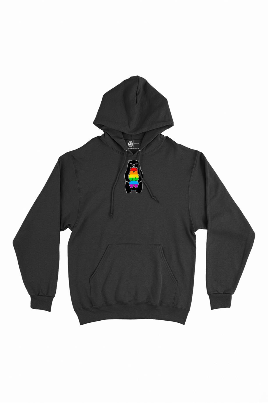 Renkli Gökkuşağı Ayıcık Kapşonlu Sweatshirt Hoodie