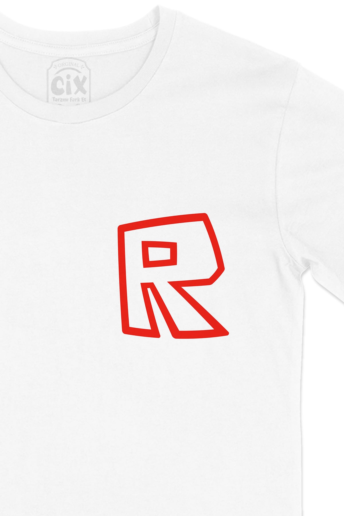 Roblox R Cep Logo Tasarımlı Beyaz Tişört