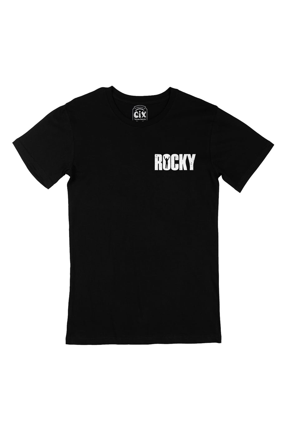 Rocky Cep Logo Tasarımlı Siyah Tişört