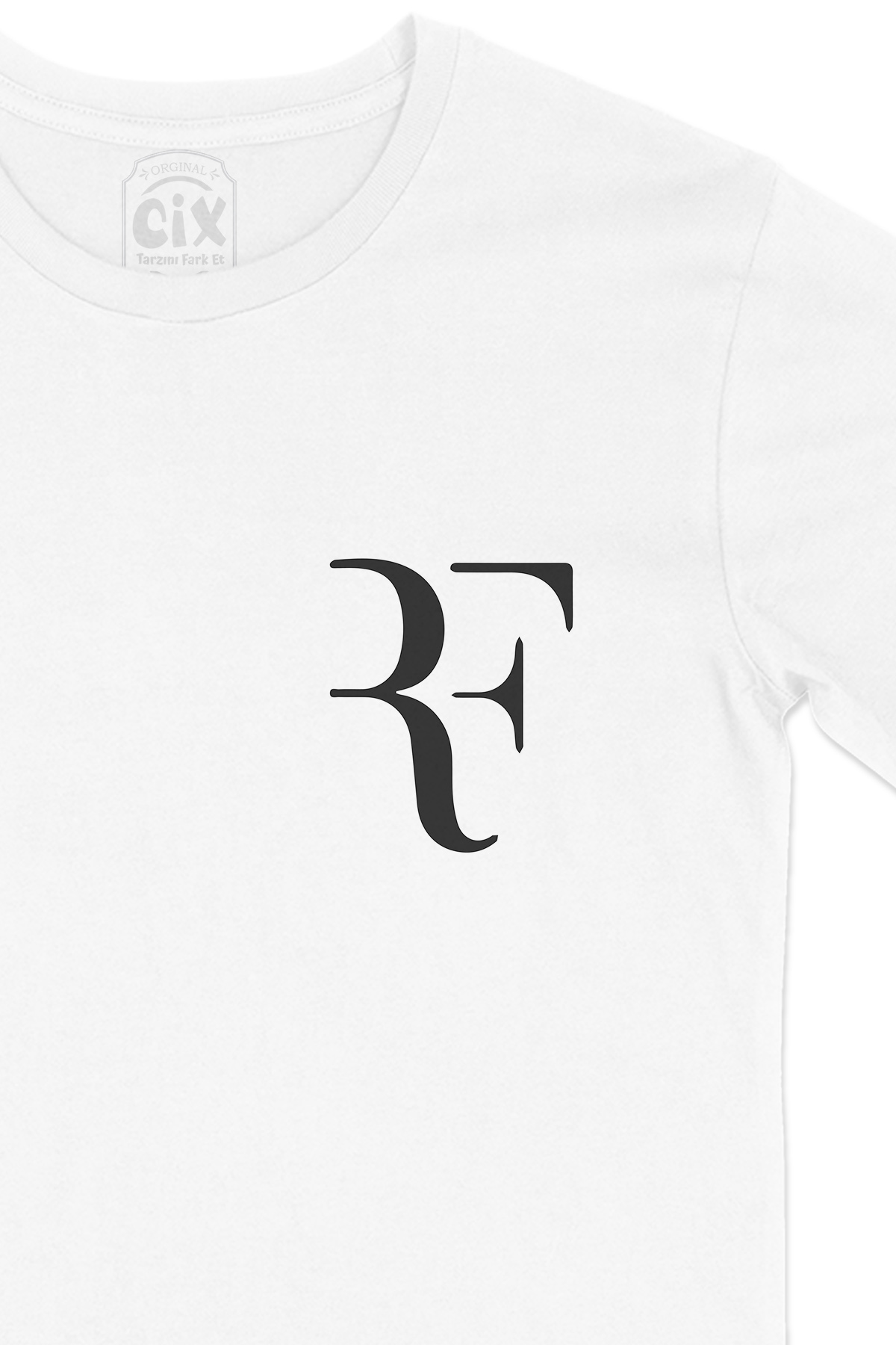 Roger Federer RF Cep Logo Tasarımlı Beyaz Tişört