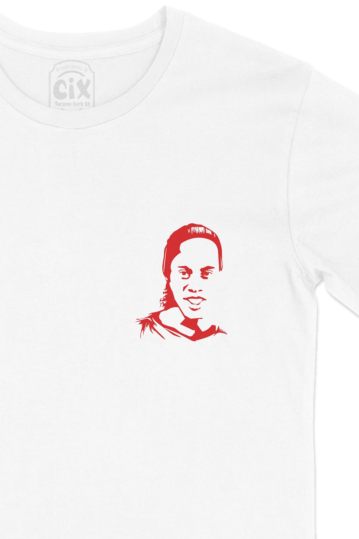 Ronaldinho Cep Logo Tasarımlı Beyaz Tişört
