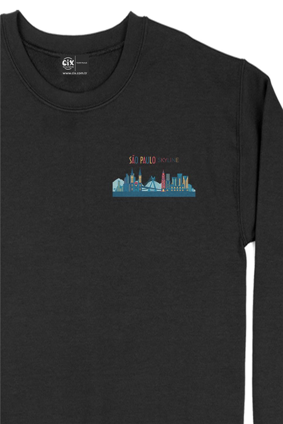 Sao Paulo Brasil Renkli Cep Tasarım Baskılı Sweatshirt