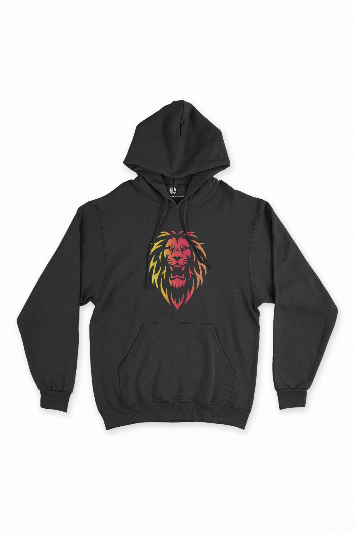 Sarı Kırmızı Aslan Siyah Kapşonlu Sweatshirt Hoodie