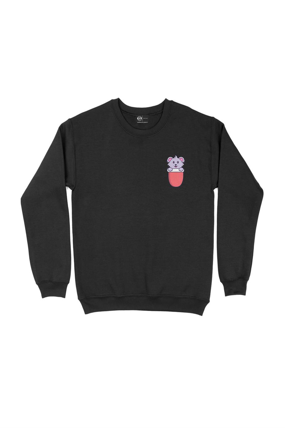 Sevimli Koala Cep Tasarım Baskılı Sweatshirt