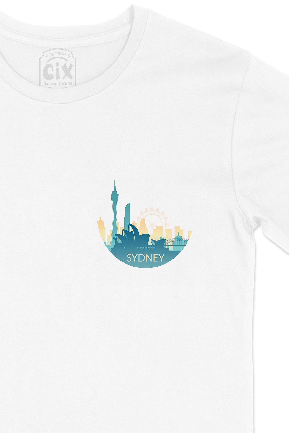 Sidney Cep Logo Tasarımlı Beyaz Tişört