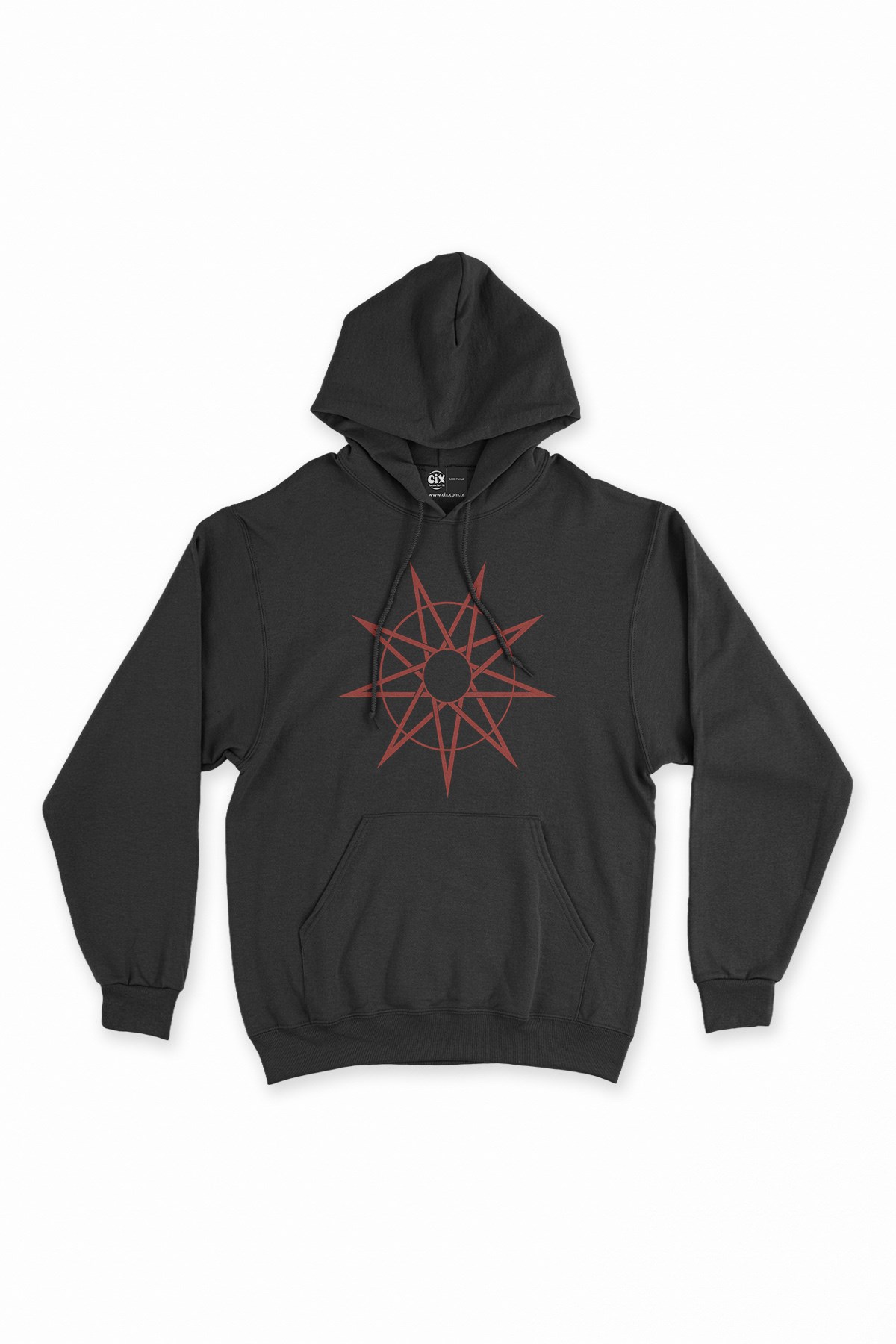 Slipknot Yıldız Logolu Siyah Kapşonlu Sweatshirt Hoodie
