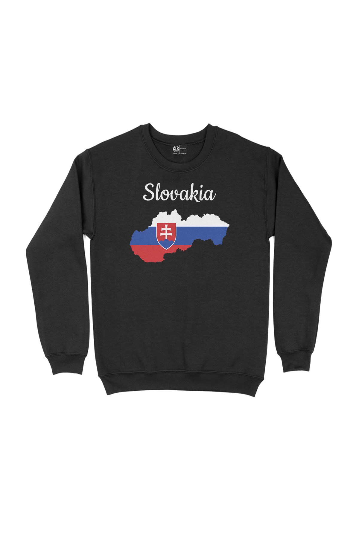 Slovakya Haritalı ve Bayraklı Siyah Sweatshirt