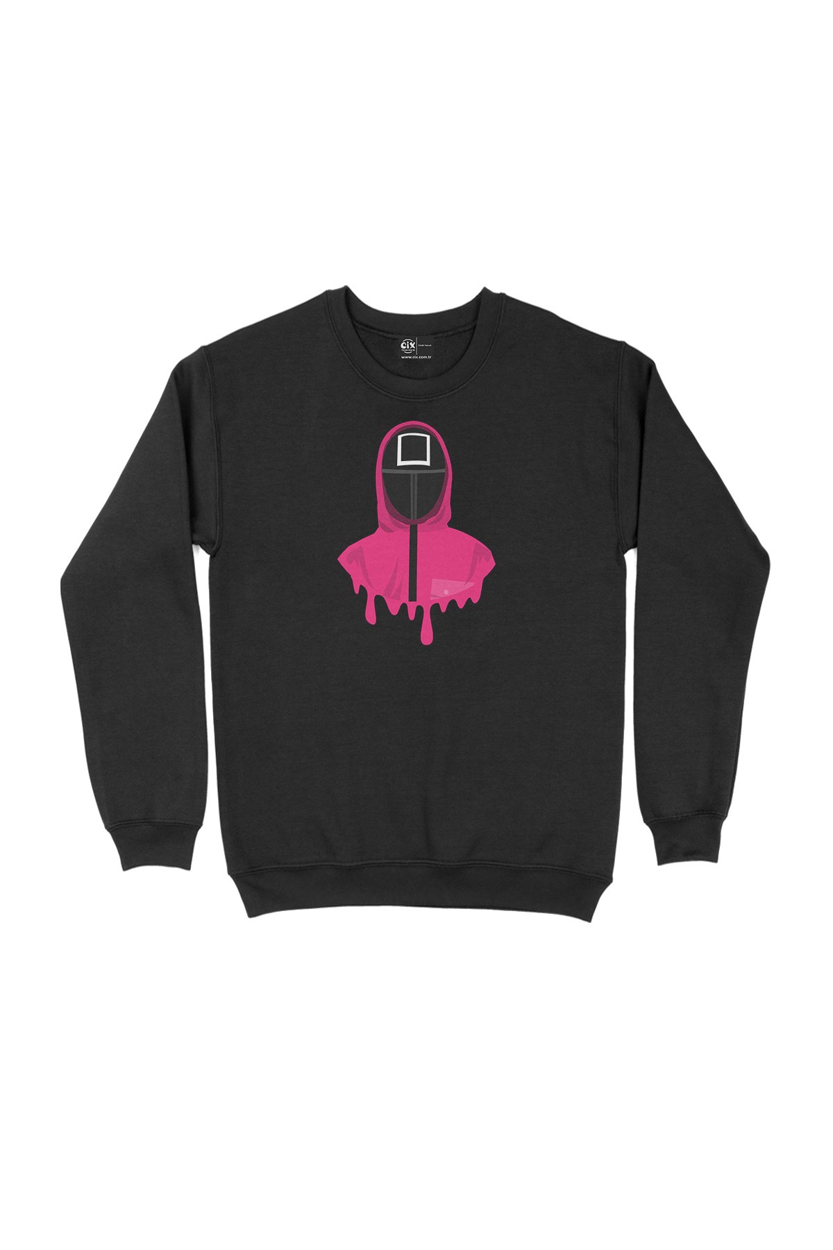 Squid Game Yönetici Maskeli Siyah Sweatshirt 
