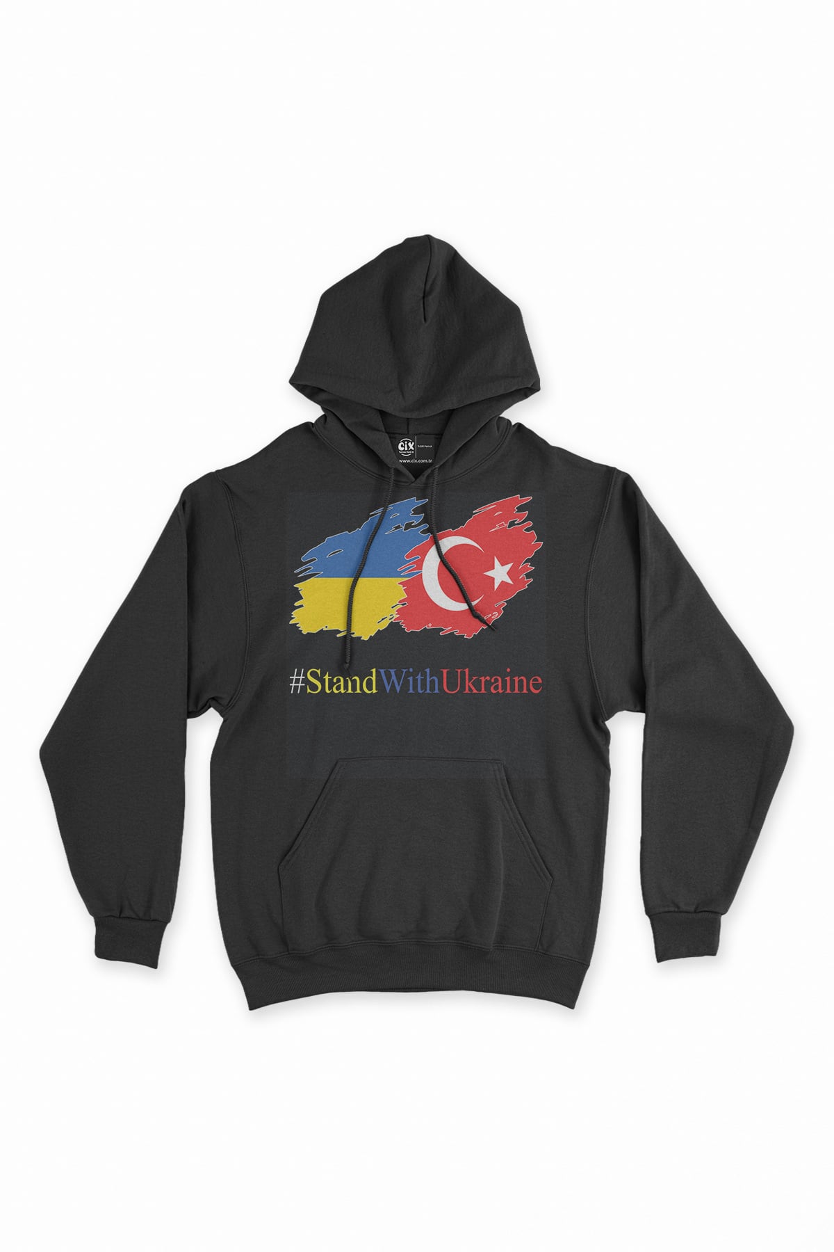 Stand With Ukraine Ukrayna Türkiye Siyah Sweatshirt Hoodie