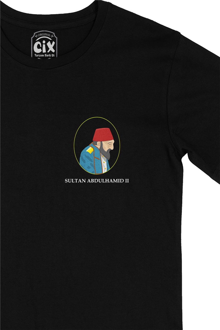 Sultan Abdulhamit Cep Logo Tasarımlı Siyah Tişört