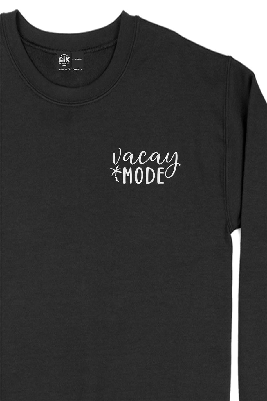 Tatil Modu  Cep Tasarım Baskılı Sweatshirt